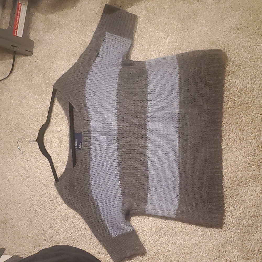Gray and Blue Striped American Eagle Sweater